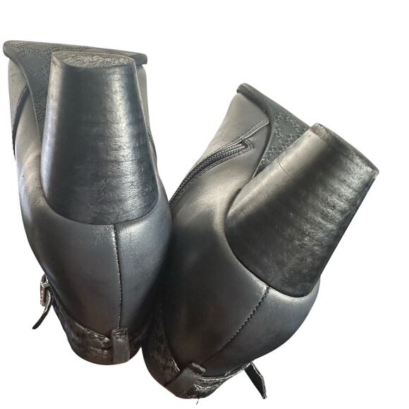 Vionic Upton Gray Leather Ankle Boots 7.5 Block Heel Comfort Orthotic - Picture 10 of 13